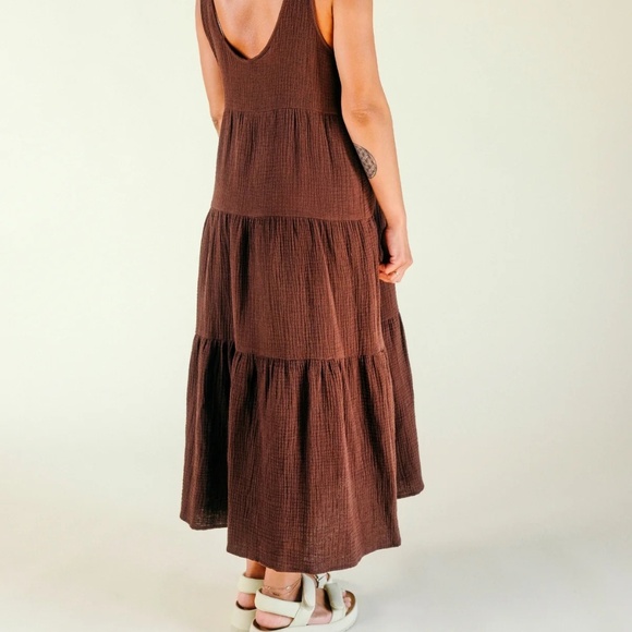 NWT Poplinen  Teresa Tiered Tank Dress - Chicory Coffee - size 1X - Picture 3 of 5